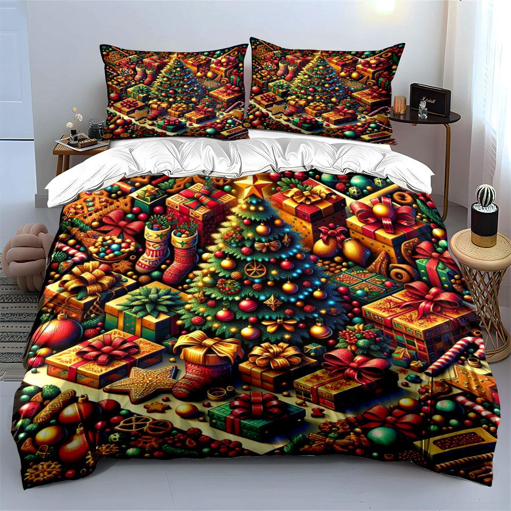 Christmas tree with presents. Bedding sets Duvet cover sets Duvet covers Pillowcases(1*Duvet Cover 2*Pillowcases without duvet insert)