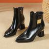 Женские ботильоны осень-зима мода острый носок удобные элегантные женские туфли на высоком каблуке женские с боковой молнией Botas Mujer