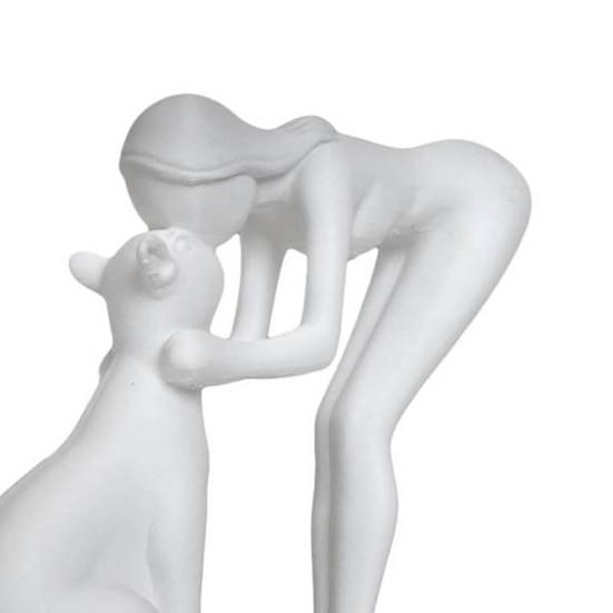 Минималистичная 3D-печатная статуэтка женщины, гладящей кошку, Черно-белая статуя любви, Современная арт-скульптура для стола, полки, домашнего декора, Креативный подарок для пар