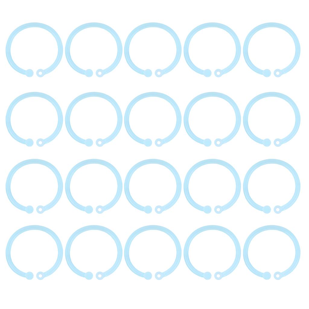 20pcs Plastic Rings Transparent Flexible Loose Leaf Book Binder Rings for School Home Office Cards Document NotebookBlue