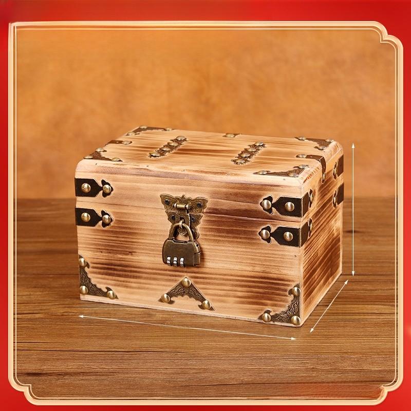 Wooden Tabletop Storage Box With Latch For Home Office Essentials