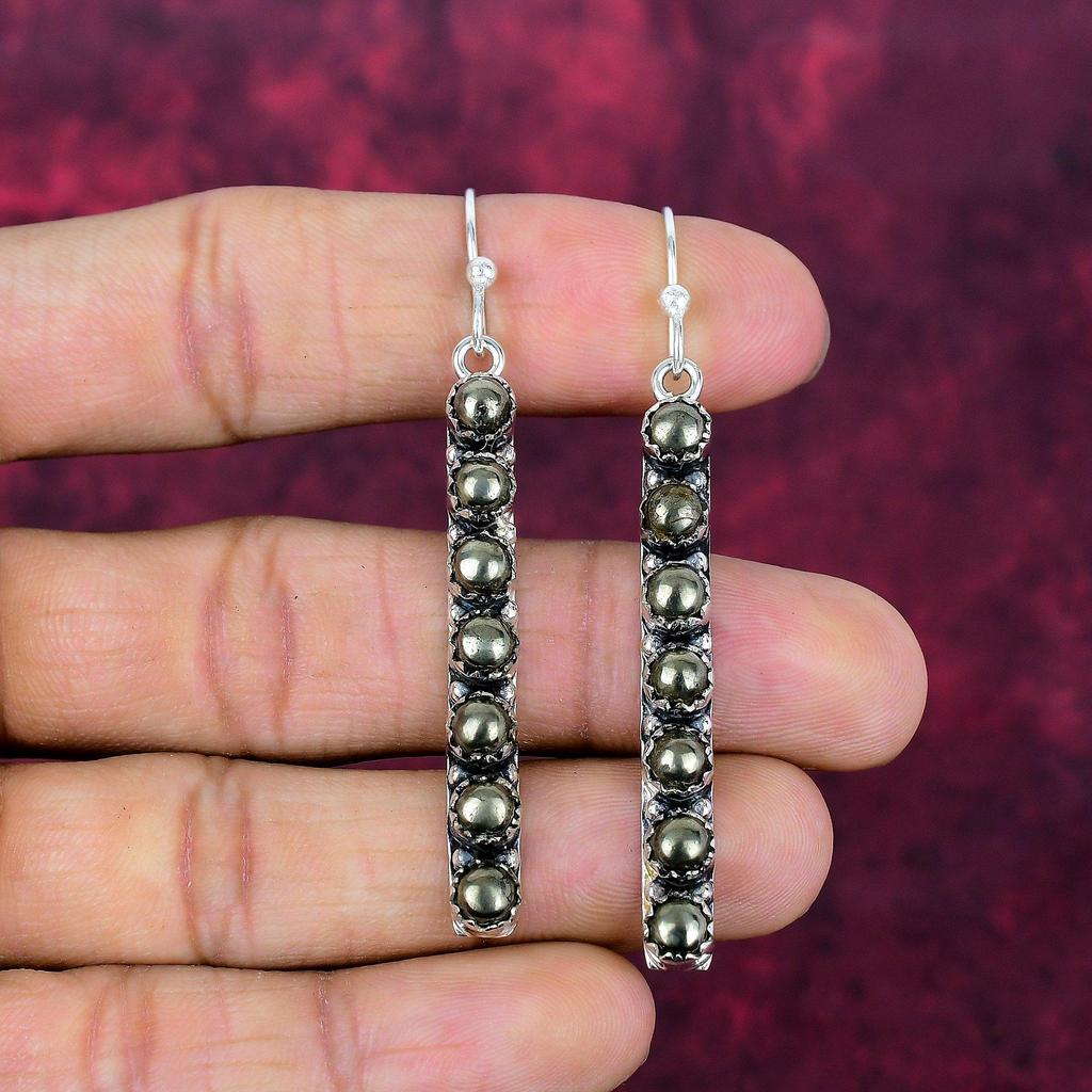 Золотые серьги с пиаритом, ювелирные изделия из стерлингового серебра 925 пробы, подарок для женщин, серьги ручной работы, ювелирные изделия из драгоценных камней