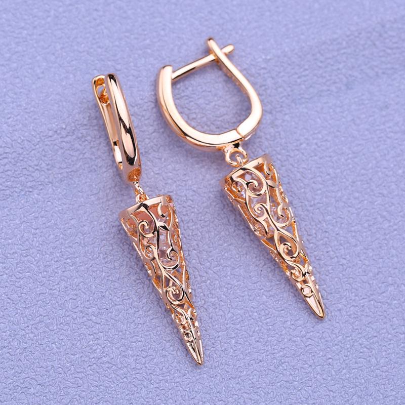 Серьги-клипсы MINTHA, модные ювелирные изделия с кубическим цирконием, полые длинные серьги-капли для женщин, серьги цвета розового золота