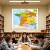 Французская серия Ткань-фон для карты-Административная карта Франции,Постер на холсте без рамы,Информационная таблица для путешествий,Постер для настенного искусства