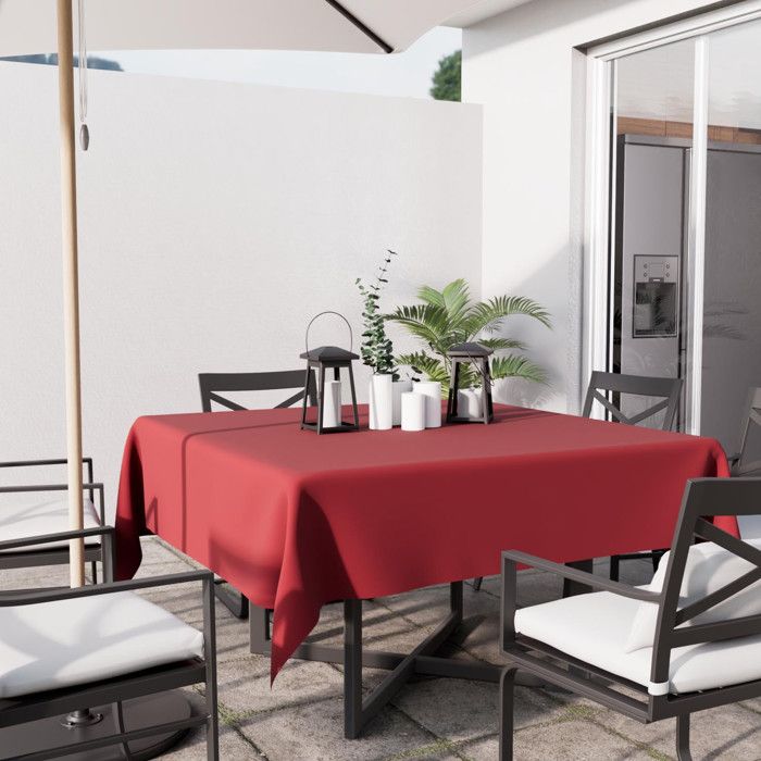 ALIX Red Square Stain-resistant Tablecloth 180x180 Cm, by Soleil d'Ocre