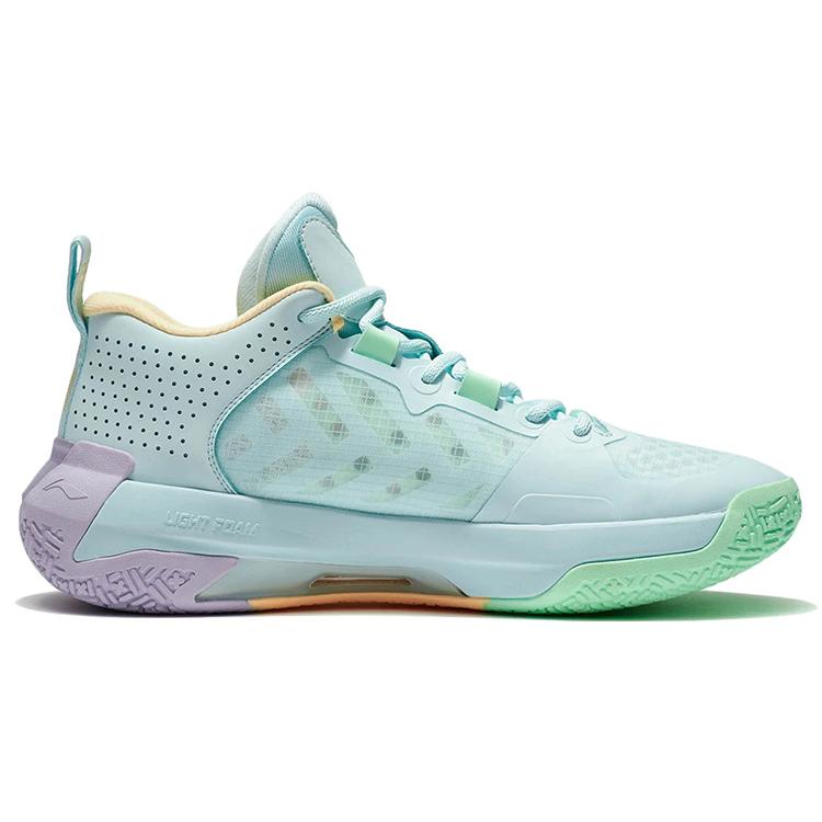 Li Ning Liren 2 Низкие Зелено-Фиолетовые Амортизирующие Скользкие Устойчивые к Истиранию Низкие Баскетбольные Кроссовки Мужские ABAS039-4