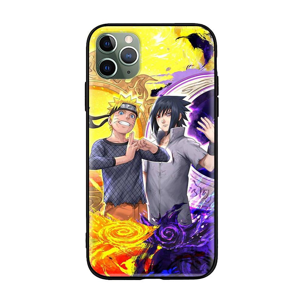 Мягкий черный чехол W-40 Naruto Uchiha Sasuke для iPhone 11 12 13 14 15 6 7 8 X XS Pro Max XR Samsung S21 S22 S23 S24 FE Ultra S8 Plus