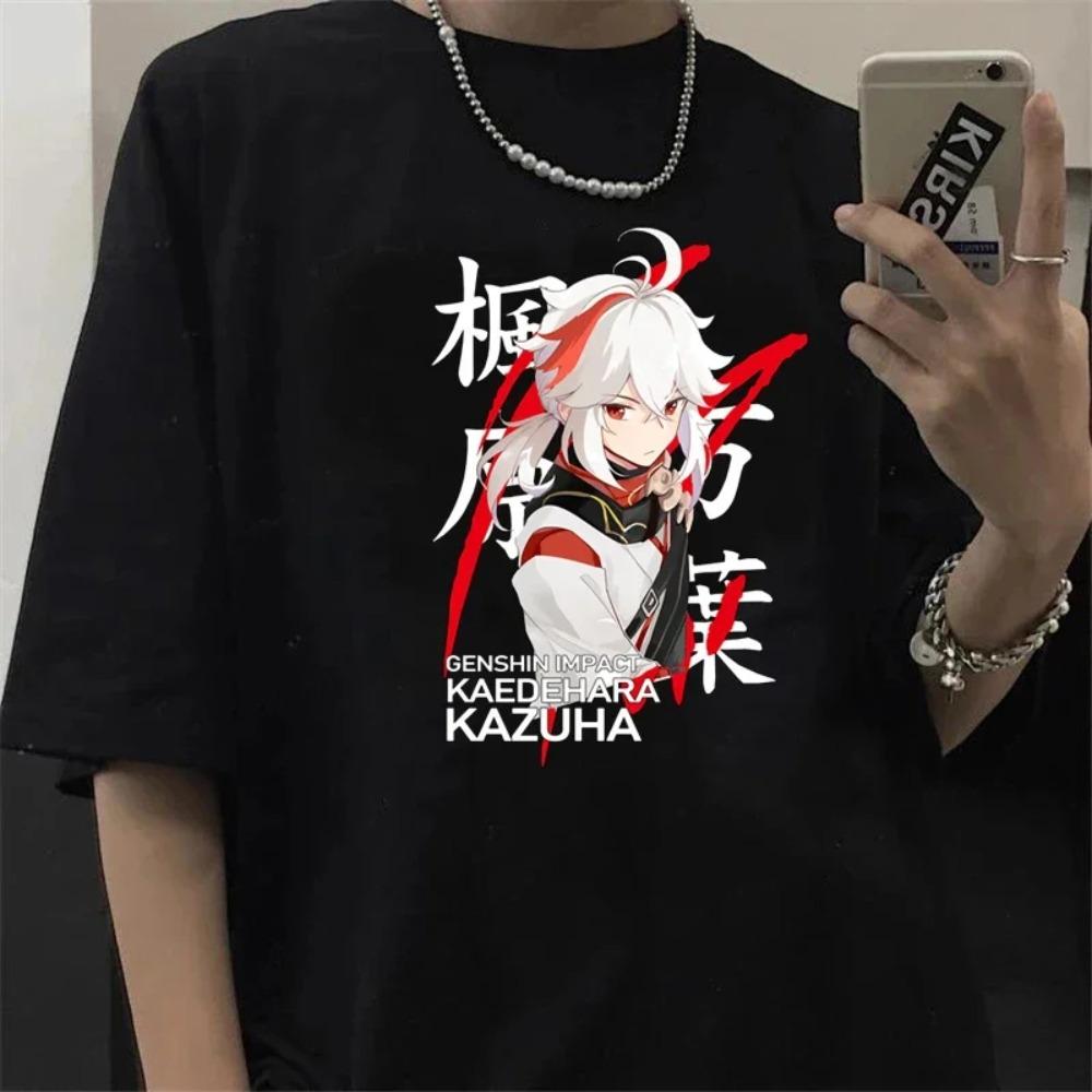 Мультяшная футболка Genshin Impact для мужчин Kawaii Ху Тао Графические футболки Сяо Genshin футболка Унисекс Хип-хоп топы Харадзюку футболка Мужская