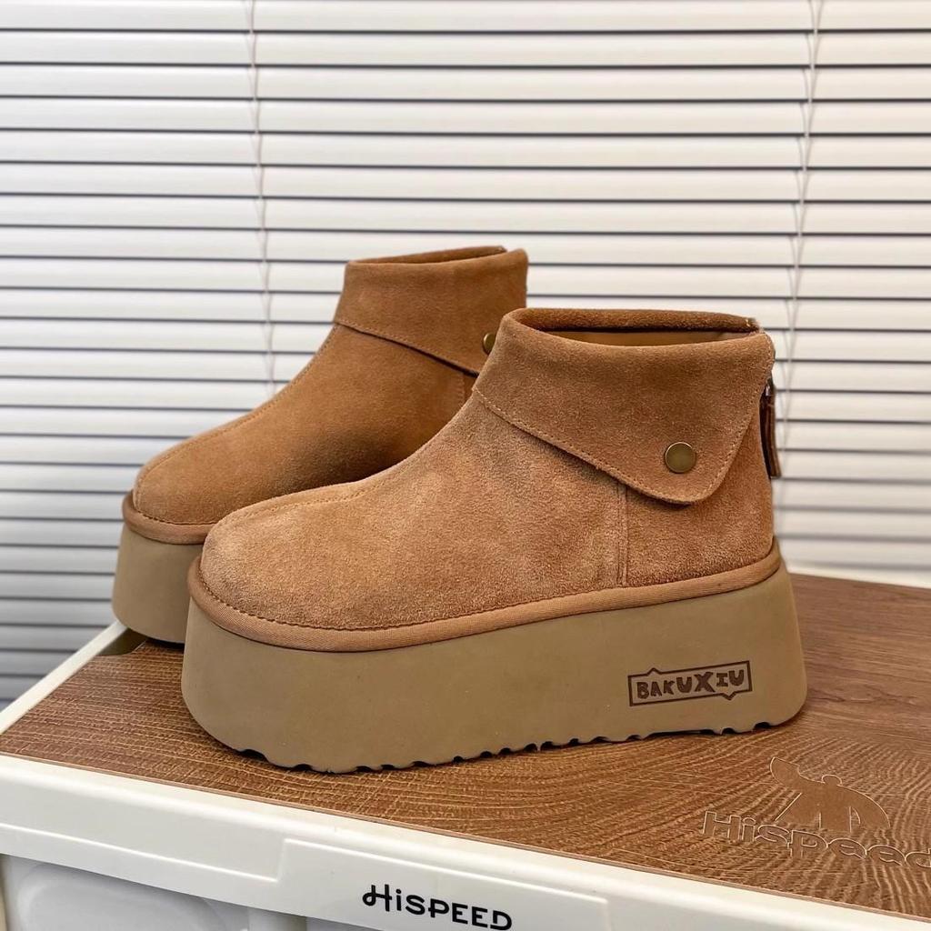 Женские зимние теплые сноубутсы большого размера, утепленная подкладка, ботильоны, кожаная меховая интеграция, нескользящие, для пешего туризма, спортивные, ботинки Мартин