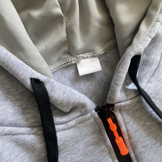 Осень-зима Мужская толстовка с капюшоном на молнии с декором, свободная эластичная манжета, шнурок, теплый пуловер средней длины, однотонный топ в стиле хип-хоп для занятий спортом, повседневной носки