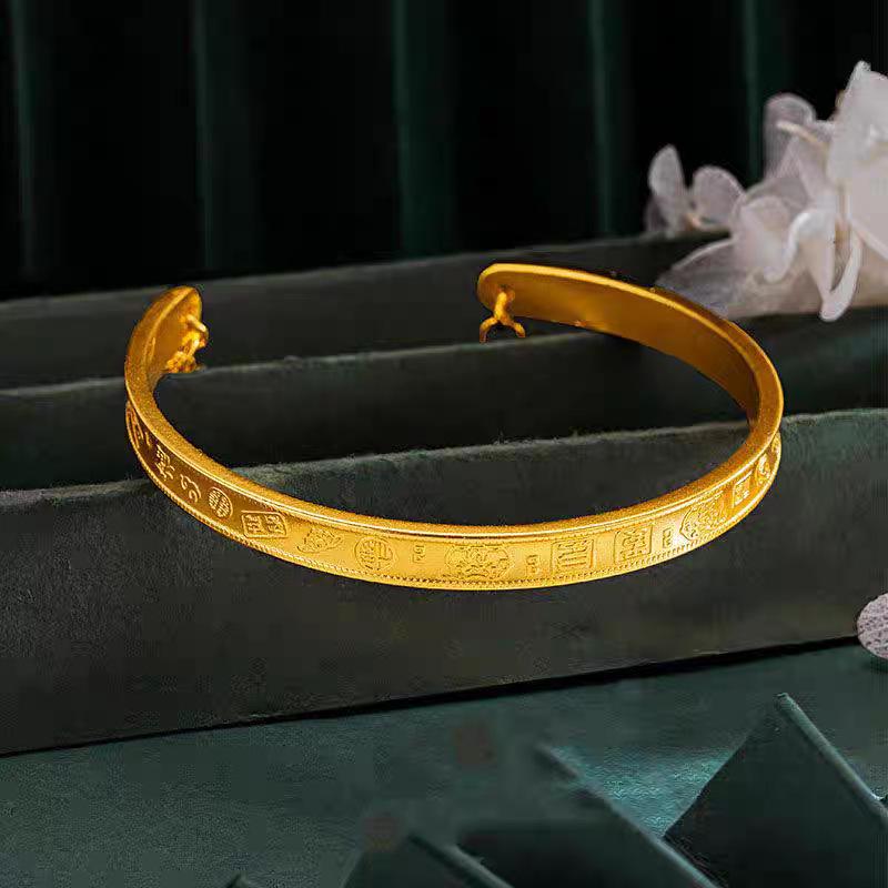 Счастливое слово Слон Открытый браслет: Новый китайский элегантный браслет песочного золота