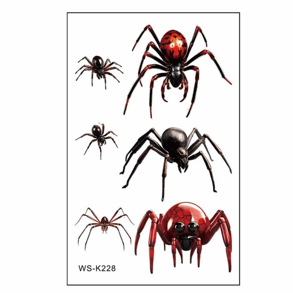 Waterproof Spider Tattoo Realistic Halloween Face Tattoo Body Art Body Tattoo Stickers Face Makeup