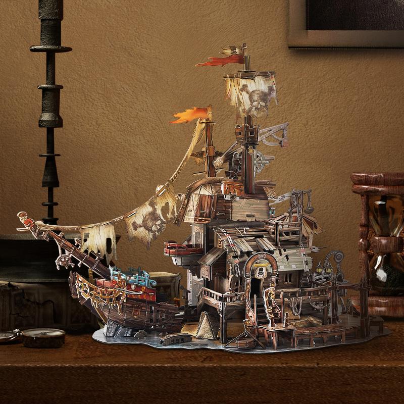 3D-пазлы для взрослых и детей. Подарки. Пиратская бухта Тортуги. Крутой пиратский корабль. Домашний декор. Наборы для творчества. Потрепанный пиратский корабль.