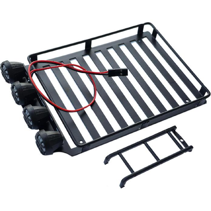 Багажник на крышу для 1/18 RC гусеничного автомобиля TRX4M - Багажник на крышу со светодиодными прожекторами и лестницей - 1:18 Декоративные Улучшения для RC Гусеничного Трагги