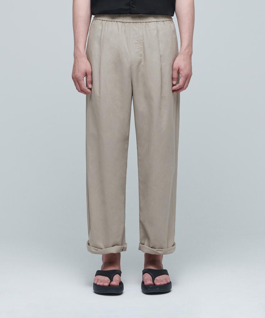 MUSINSA STANDARD Cotton Linen One-Pleat Wide Pants [Beige]