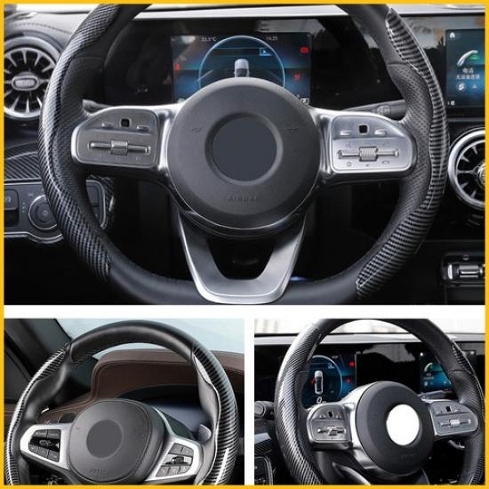 2/4Pcs Car Booster Wheel Steering Non-Slip Decor Trim Cover Carbon Fiber Univers