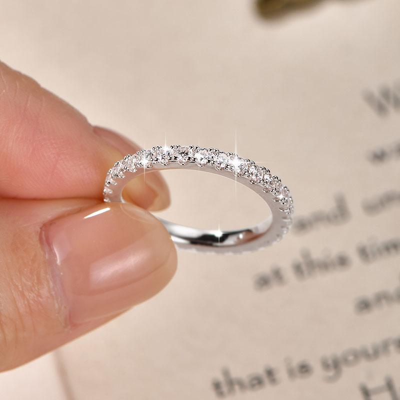 Anziw 2mm D Full Moissanite Ring for Women Sparkling Wedding Eternity Band 14k Gold Filled Wedding Engagement Ring Jewelry