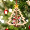 10CM 1Pc 3D Wooden Five-Pointed Star Bell Pendant Christmas Tree Hanging Decoration for Home Party Happy New Year Navidad 2025