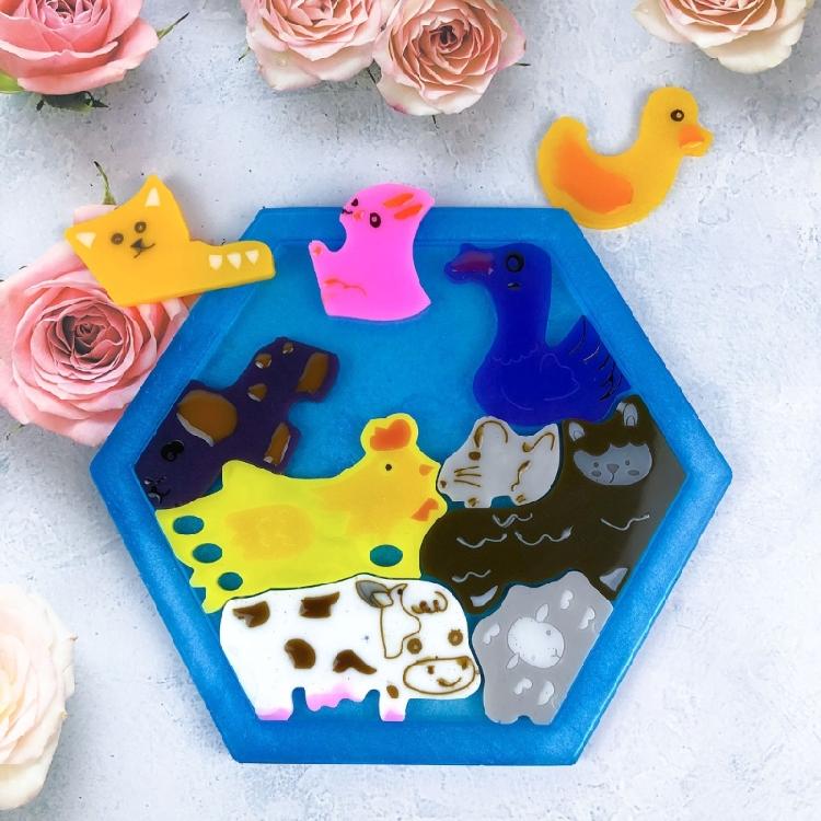 2Pcs Delightful Animal Designed Resin Mold Artistic Animal Charm Silicone Mold Set for Crafting Animal Resin Figurines