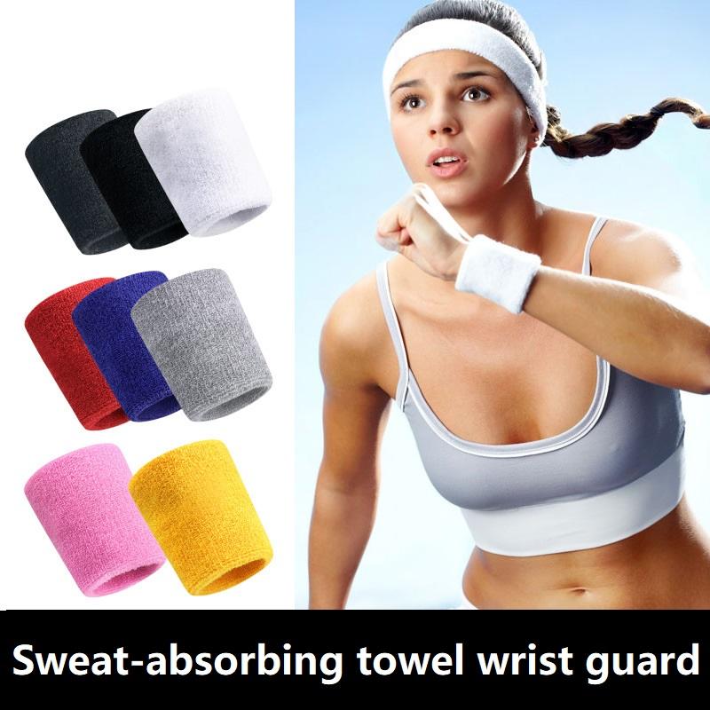Breathable Sweat Absorbent Cotton Wrist Sweatbands For Tennis Football Basketball Running Gym Hsw02