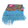 Women's Vintage Floral Print Shawl - Square Ethnic Scarf With Four-Sided Tassels For Travel & Dust Protection 