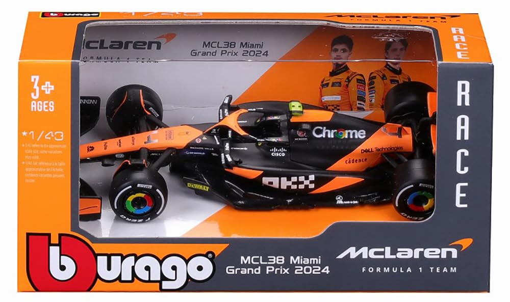 BURAGO 1/43 Scale Model McLaren F1 Team MCL38 (2024) No.4 L. Norris (Window Box) Finished Product BUR38214N