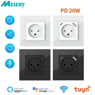 Tuya WiFi Smart Israel Wall Socket Power Plug Outlet USB Type-C PD 20W Charge Port для iPhone от Alexa Dot Google Home