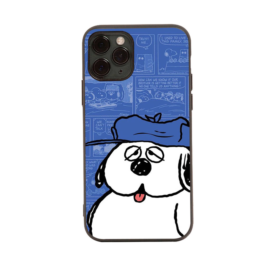SM4 Snoopy Cartoon Black Sofe Case для iPhone 16 15 Plus 14 13 Pro 8 SE XR XS Max P30 Nova 5T Y5P Y6 Y7 Y8P Y9 Realme C30 C33 C31 VIVO Y36 V27