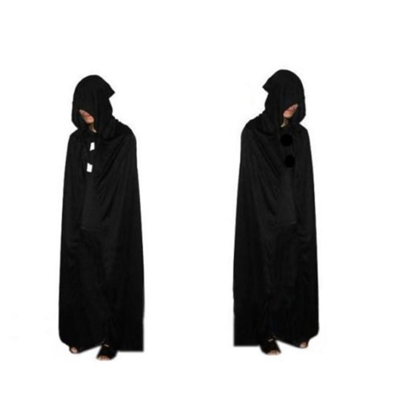 1/2/3pcs Black Halloween Party Cloak Cosplay Dress Up Costume Reaper Big Cloak Devil Hat Long Cloaks Scary Witch Devil Role Play