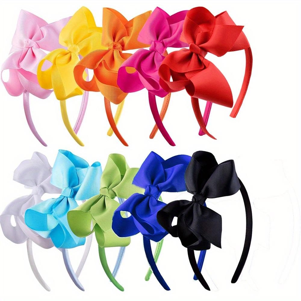 10pcs/pack Grosgrain Hair Bow Headbands for Girls Boutique Ribbon Bow Headbands for Children
