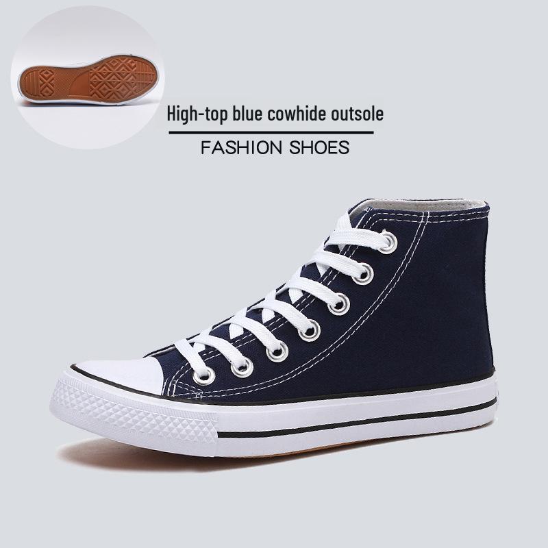 Men's 2023 High-Top Canvas Sneakers: Trendy Korean Style Couple's Casual Shoes