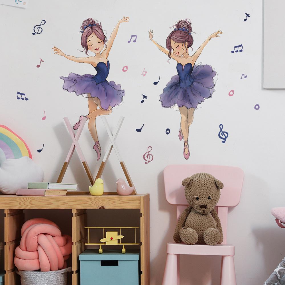 Мультяшные две балерины Заметка Наклейки для украшения стен дома в детской комнате