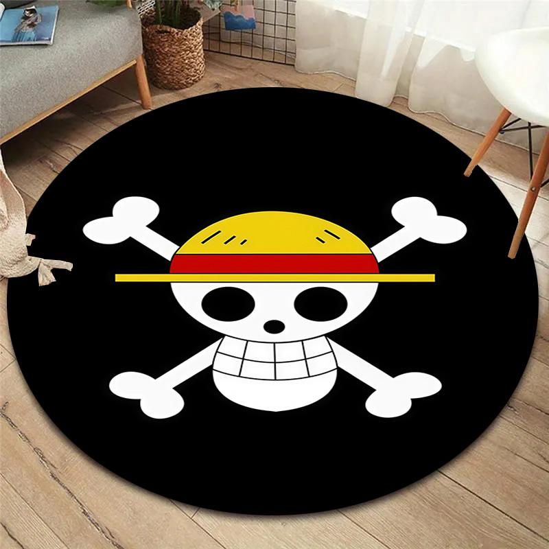 One Piece Anime Round Area Rug Carpet Rug For Living Room Bedroom Sofa Playroom Decor Nonslip Floor Mat
