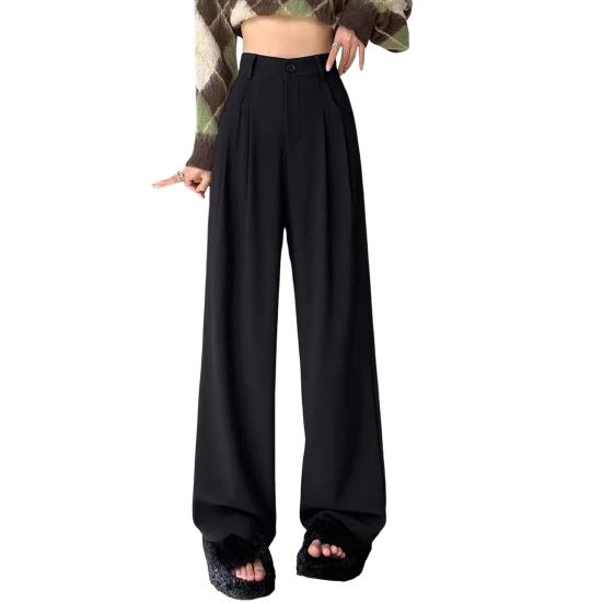 Женские длинные брюки с застежкой-молнией на пуговицы, высокая талия, офисные женские брюки с карманами, однотонные, прямые