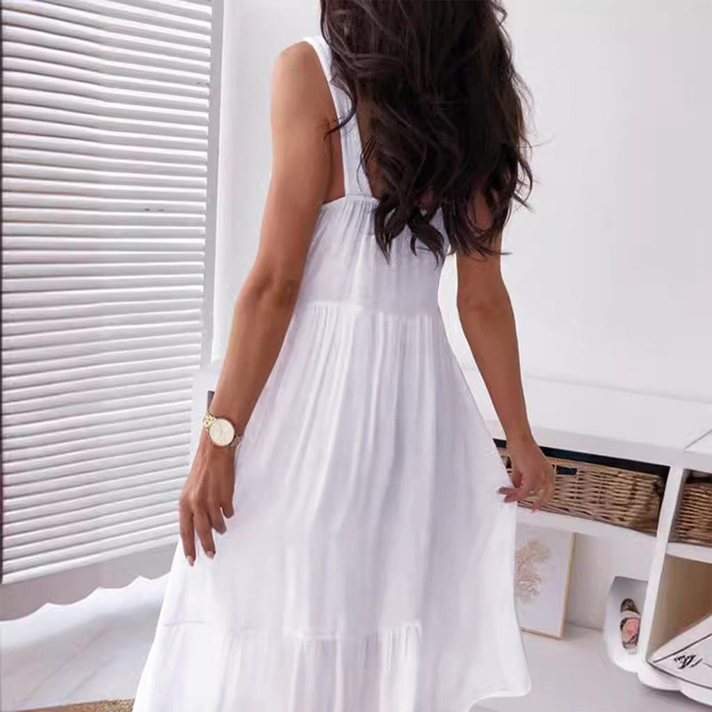 Женское кружевное пэчворк-пляжное платье с подтяжками