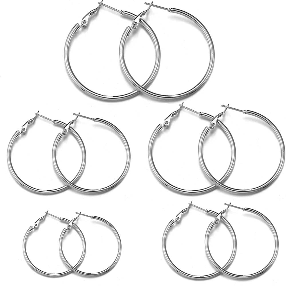 3pairs 1pair Stainless Steel Round Big Circle Hoop Earring Bases Hoops Dia. 3cm to 7cm Earring Women Jewelry Making DIY Material