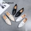 ZANPACE осенние повседневные женские туфли с острым носком на шнуровке кожаные туфли на низком каблуке лоферы женские весенние туфли на платформе