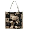 Simple Fashion Cute Bear Handbag Cartoon Canvas Bag Portable Fabric