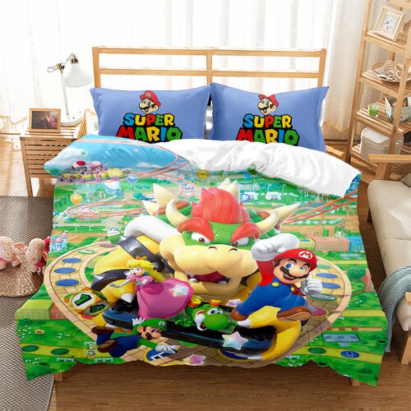 Cute Cartoon Mario Children's Three-piece/four-piece Bedding Set