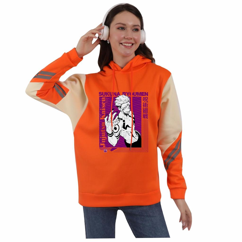 Jujutsu Kaisen Color Block Patchwork Fleece Hoodie for Men & Women