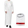 Men's Stand Collar Polyester Robe with Pocket - Arab Middle East Style, Qatar