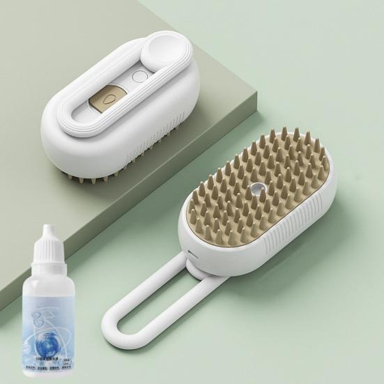 Cat Steam Brush Rechargeable Steamy Pet Brush with 360-degree Rotating Handle Cat