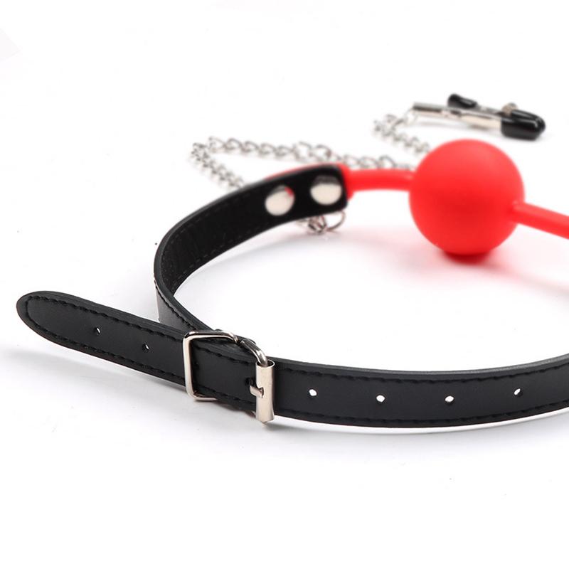 Силиконовый шарик-кляп, заглушка для рта, бондаж, раб, с металлическими зажимами для сосков, фетиш, продукты для орального секса, игрушки для женщин, игры для взрослых