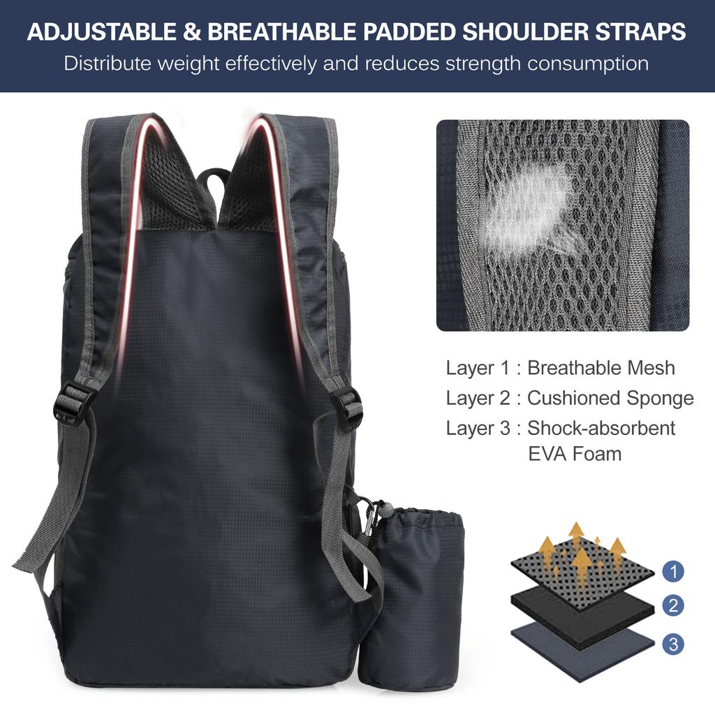 20L Lightweight Folding Backpack Water Repellent Bag For Cycling Camping Climbing Hiking Traveling Schooling