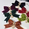 French Court Retro Burgundy Velvet Love Bow Brooch Autumn and Winter Lolita Bow Tie Women's Neckline Accessories