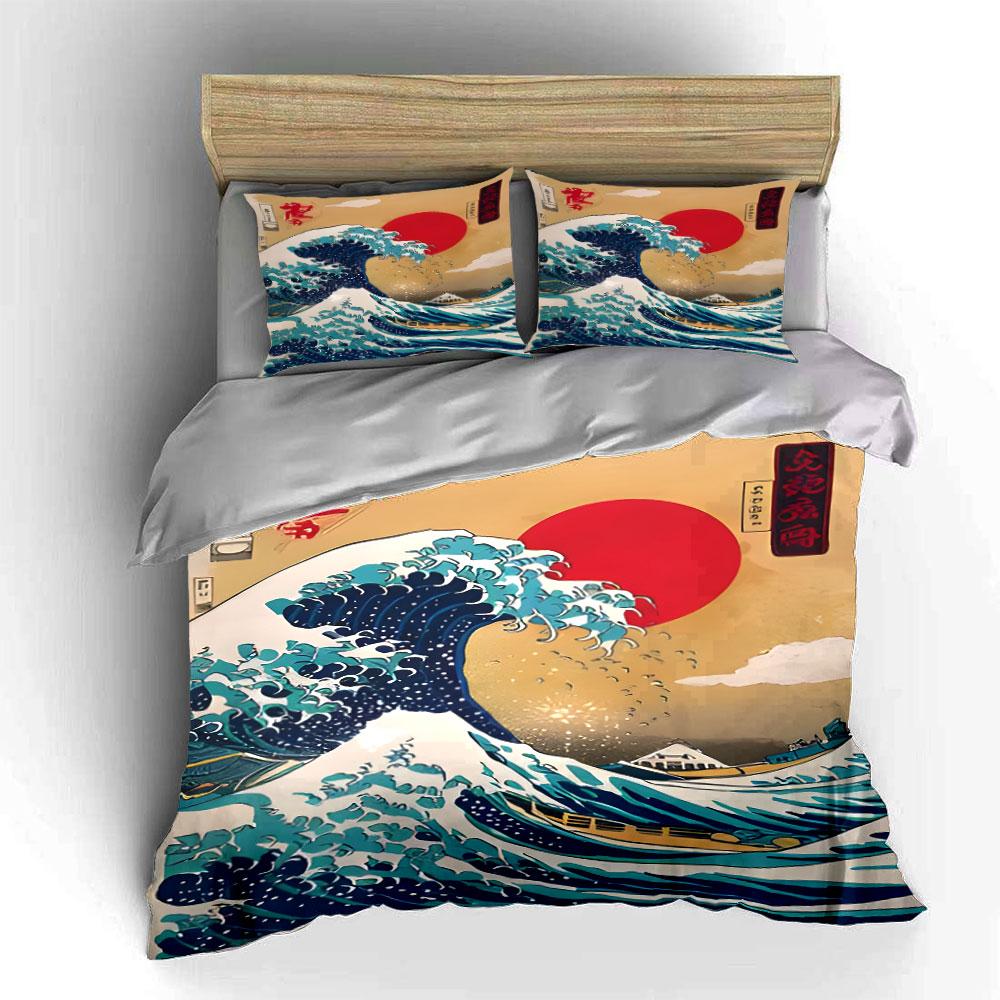 Majestic waves embrace sunrise. Bedding sets Duvet covers Pillowcases(1* Duvet Cover 2* Pillowcases without duvet insert)