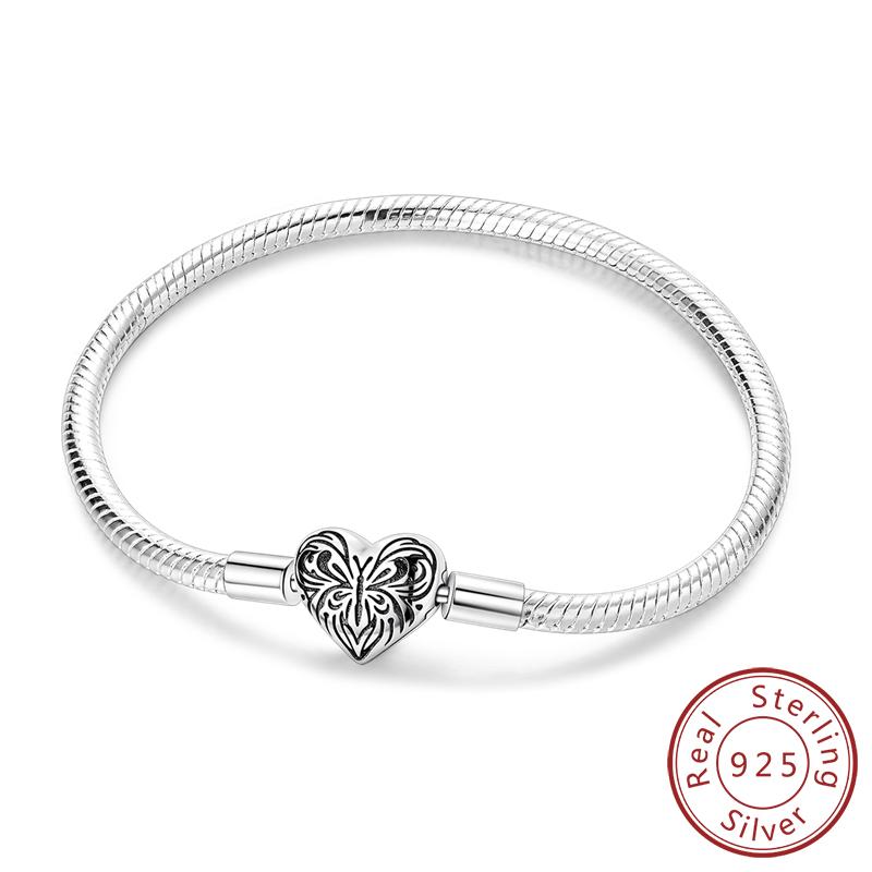 Authentic Original Bracelet High Quality Fine Jewelry Bangle Copper Metal Charm Bead Component Bracelet High Quality Fine Jewelry 17-20CM Love Cross