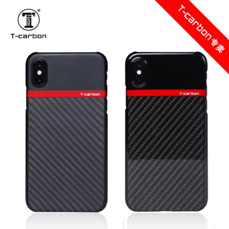 T-CARBON Full Protection Phone Case IPhone X Slim Carbon Fiber Cover With Lens