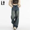 Izzue it Женские джинсы ретро с высокой посадкой и широкими штанинами