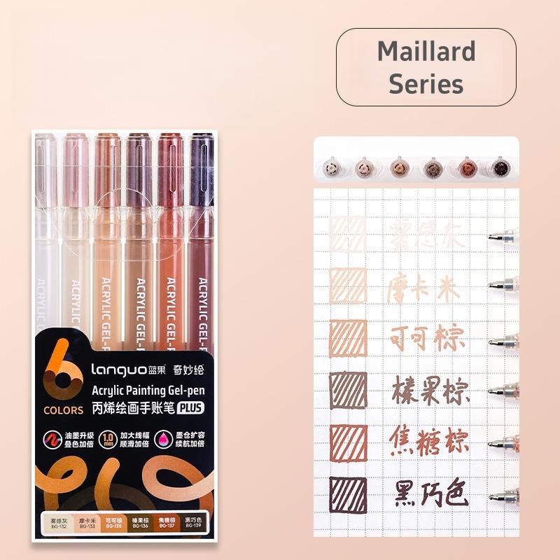 6 шт. Акриловые маркеры Гелевые чернила Винтажный маркер Лайнер 1,0 мм Тонкий наконечник DIY Крафт Живопись Рисование Канцелярские товары Подарок